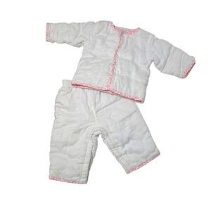 Baby Gap Infants 3-6 months White and Pink Linen 2 Piece Bunting Set